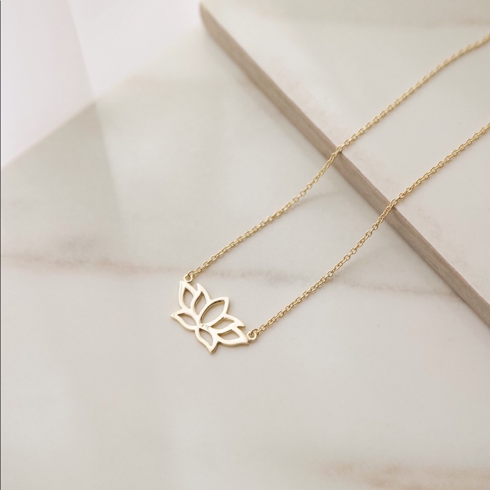 Lotus Necklace | 14k Gold Plated - Picture 4 of 5